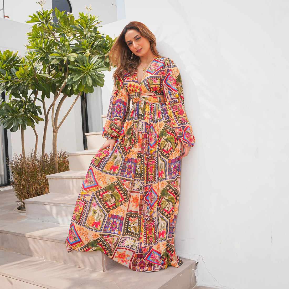 Chromatic Drift Long Dress