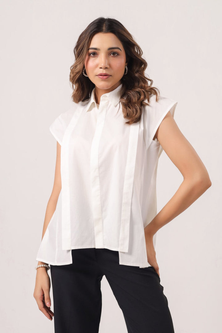 Women’s White Cotton Poplin Top