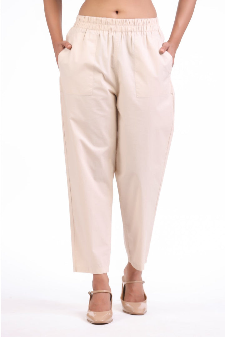 Women’s Off White Cotton Trouser