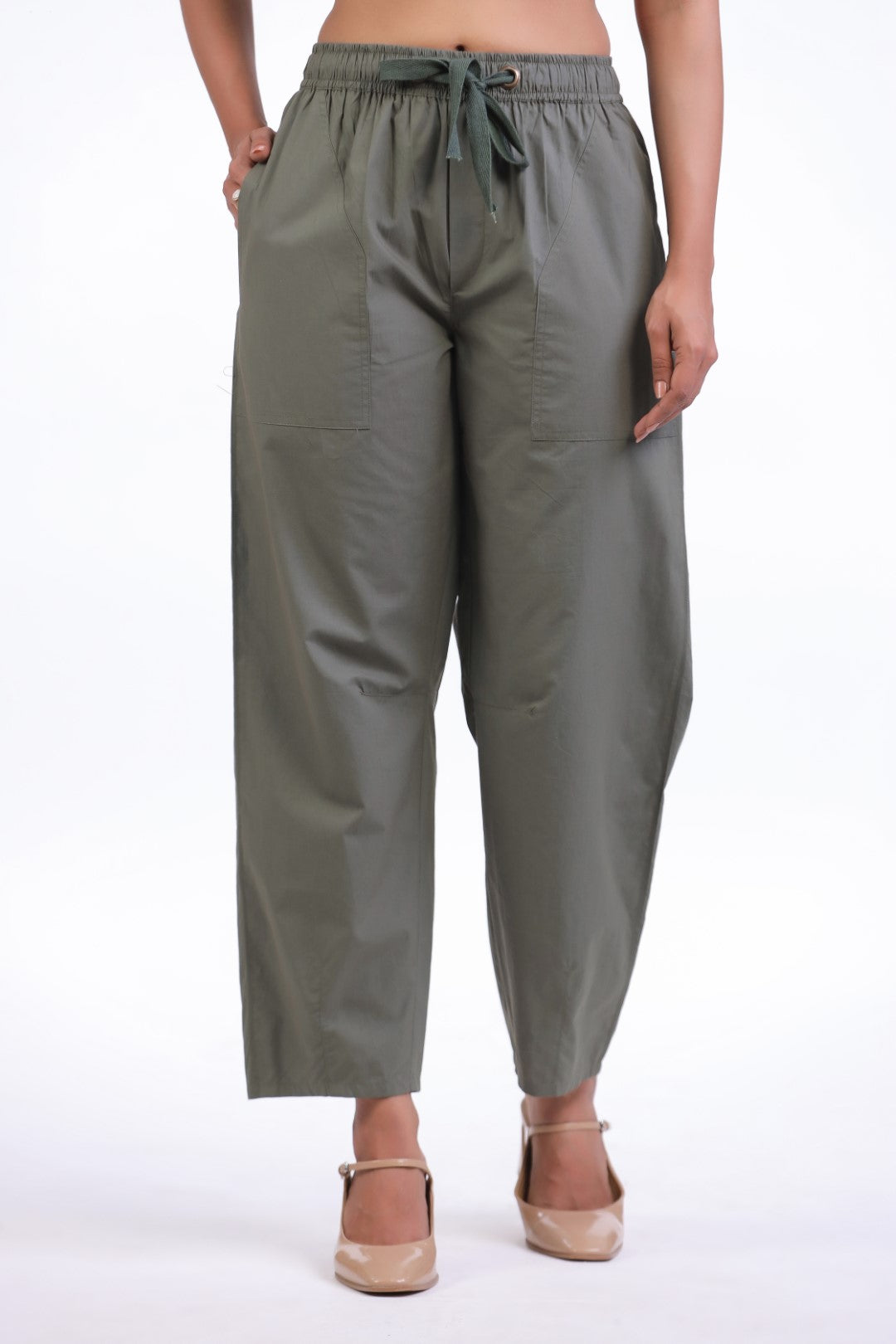 Women’s Green Cotton Trouser