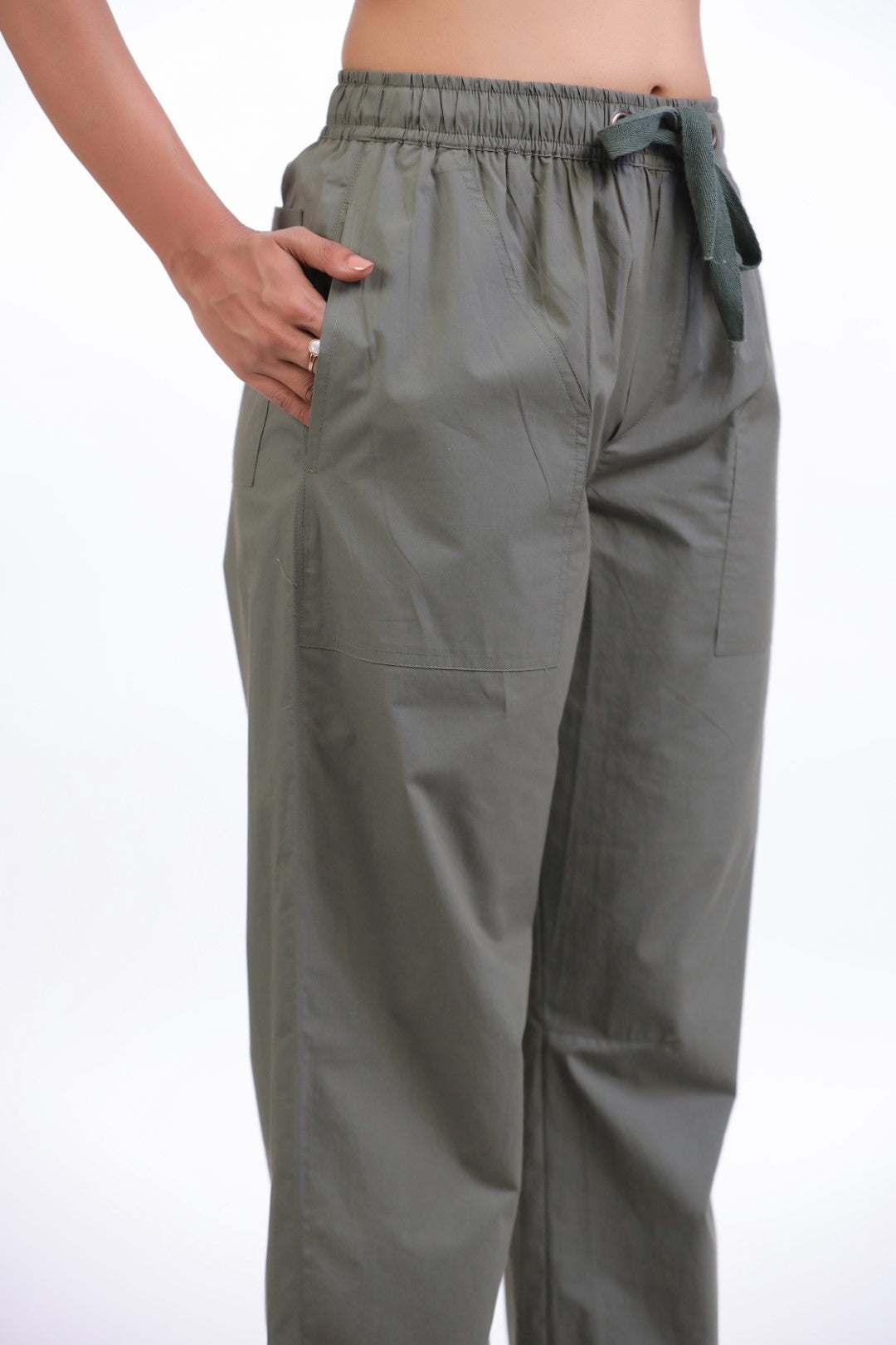 Women’s Green Cotton Trouser