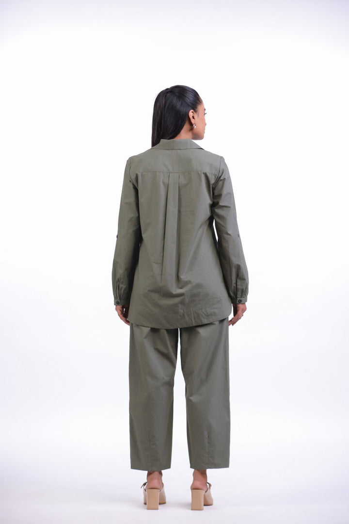 Women's Green Cotton Top  With Green Pant (co-ord)