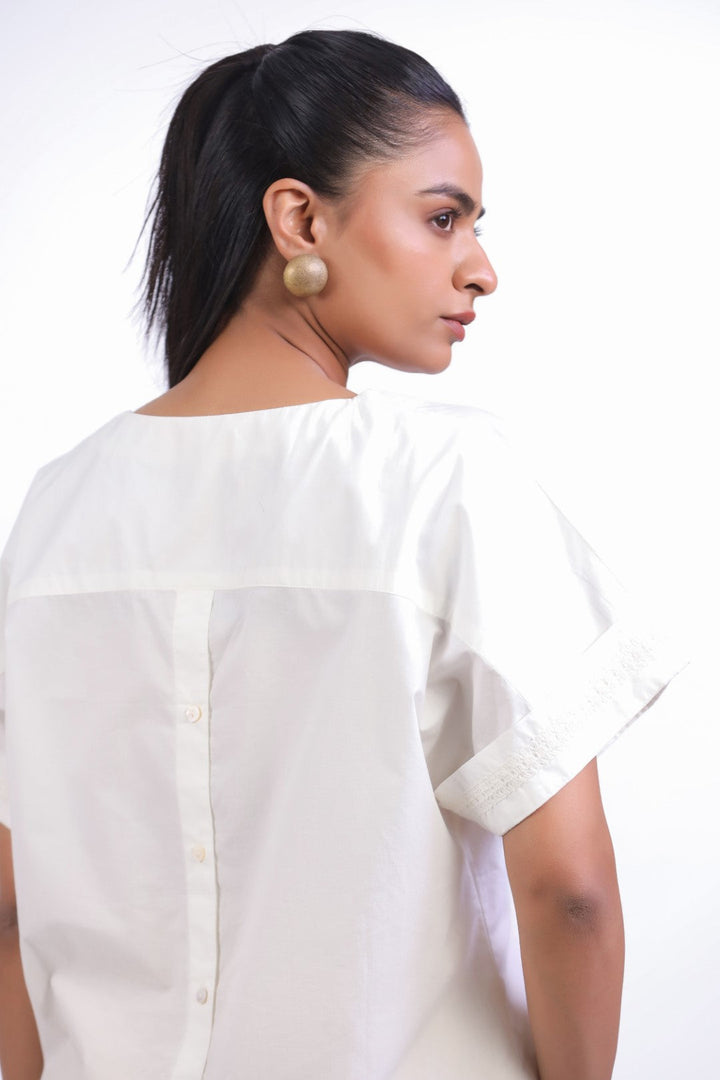 Women White Cotton Top With Yellow Shorts (Co-ord)