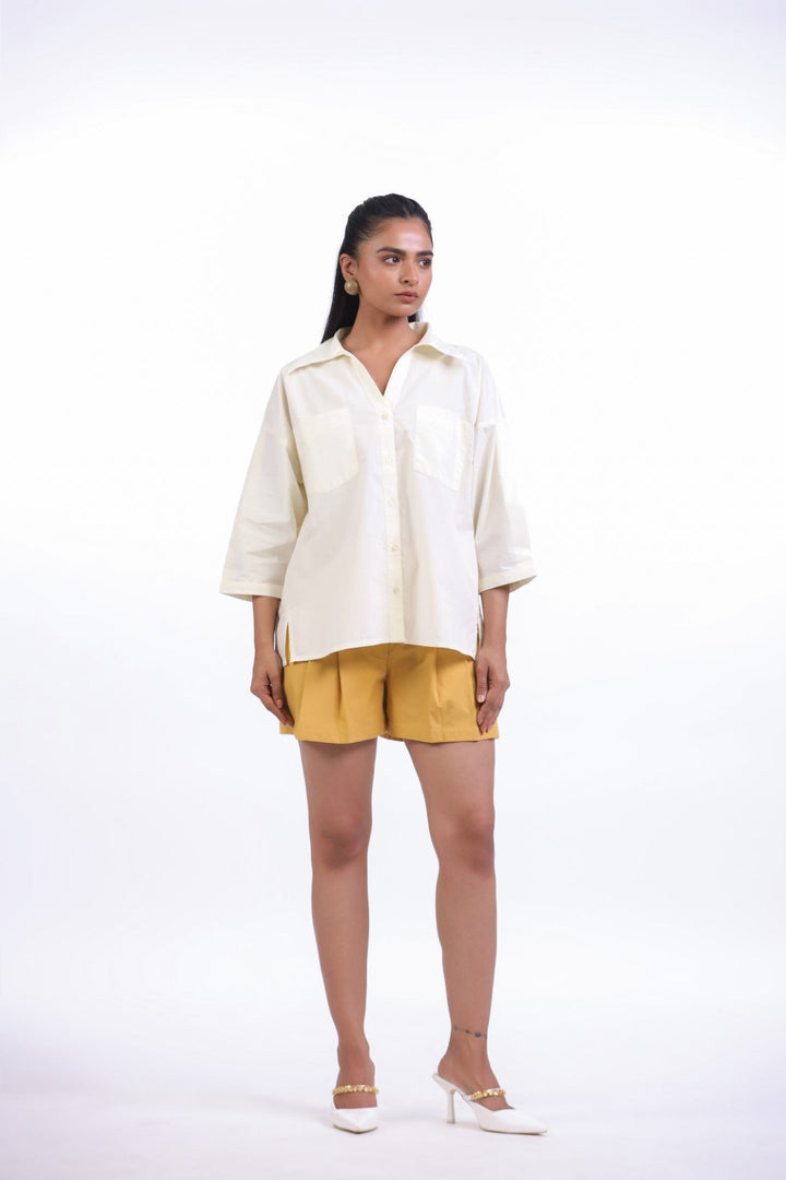 Women’s Off White Cotton Poplin Co-Ord Set