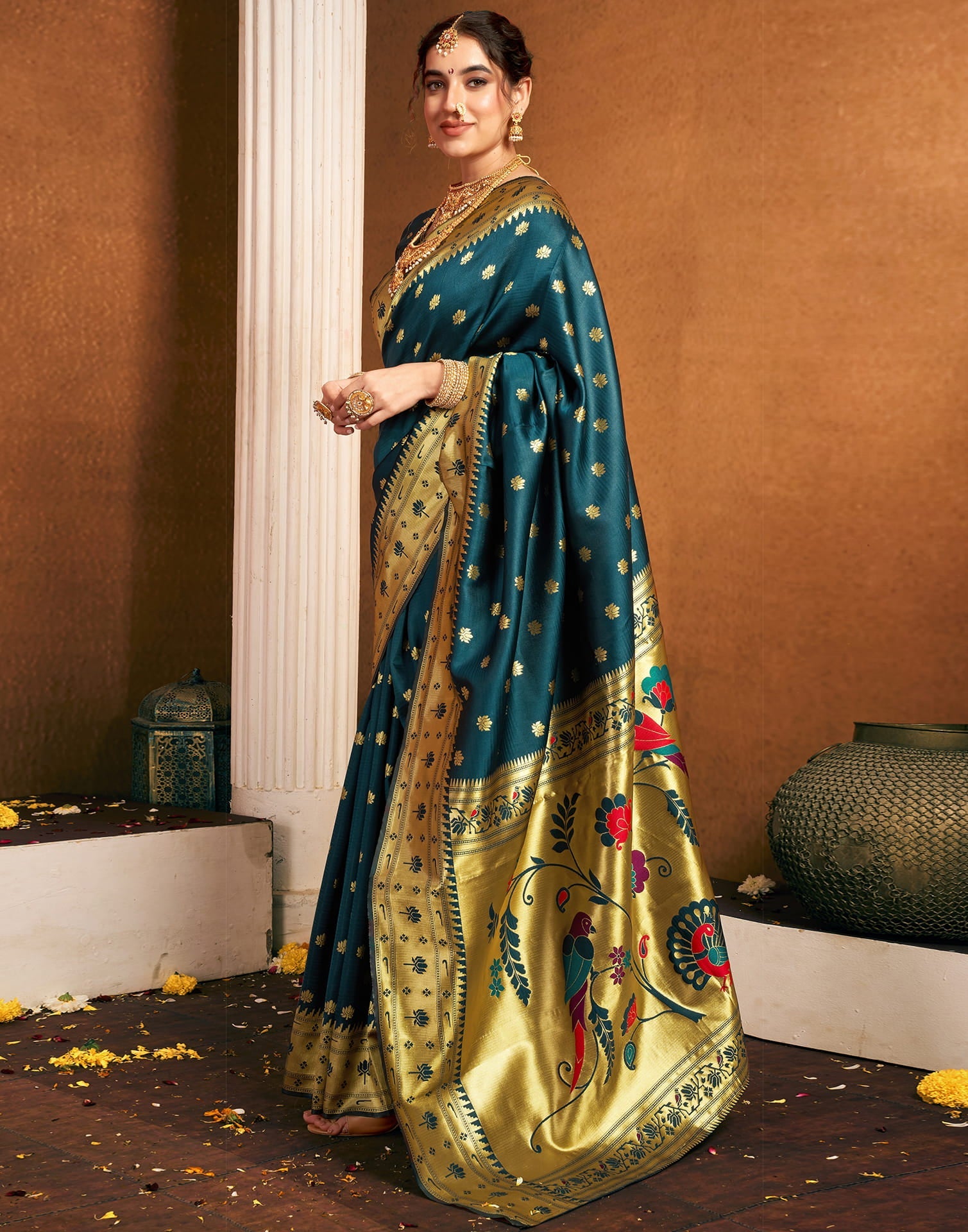 Rama Green Silk Woven Paithani Saree