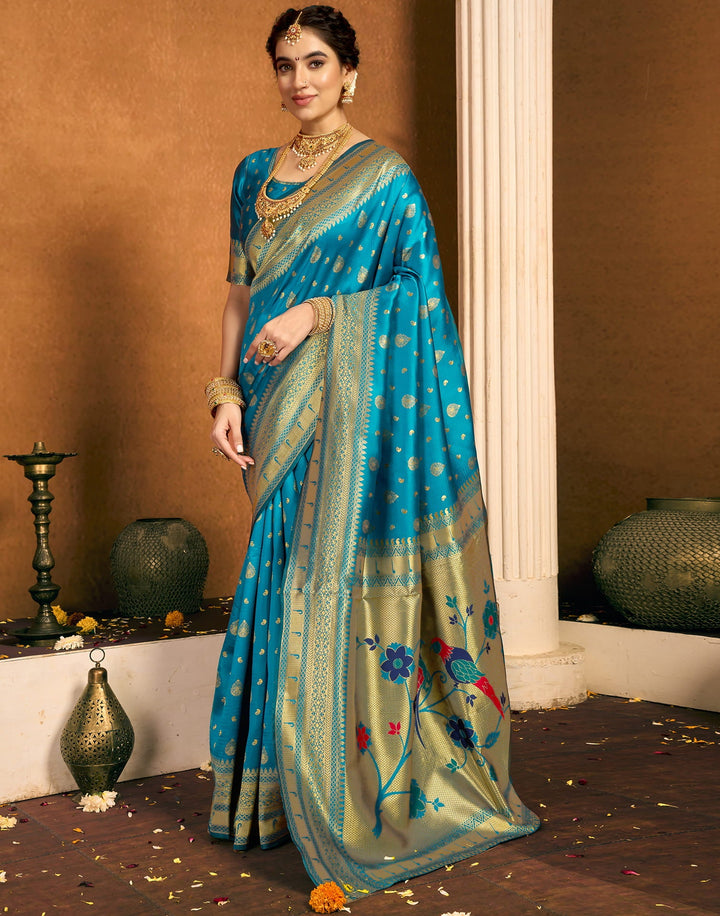 Blue Silk Woven Paithani Saree