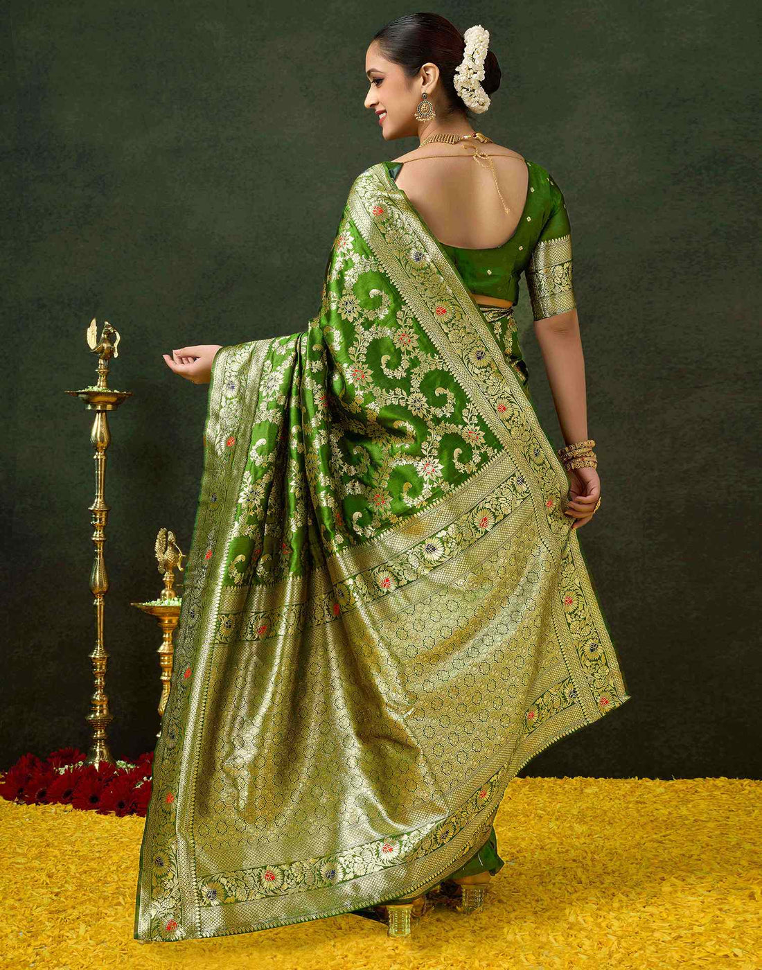 Green Silk Woven Banarasi Saree