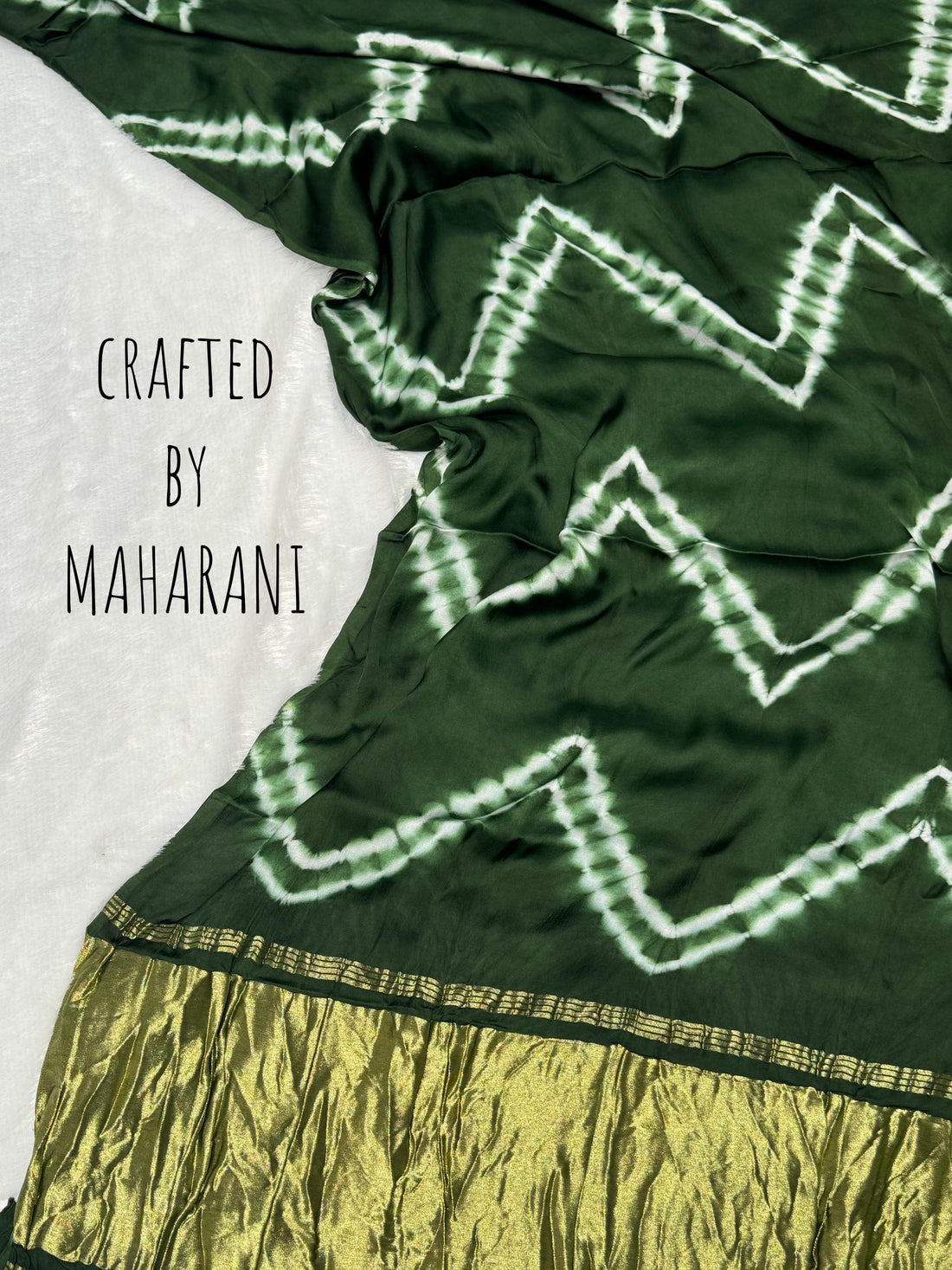 Green Leriya Modal Silk Zari Pallu Saree And Tie Dye Ajrakh