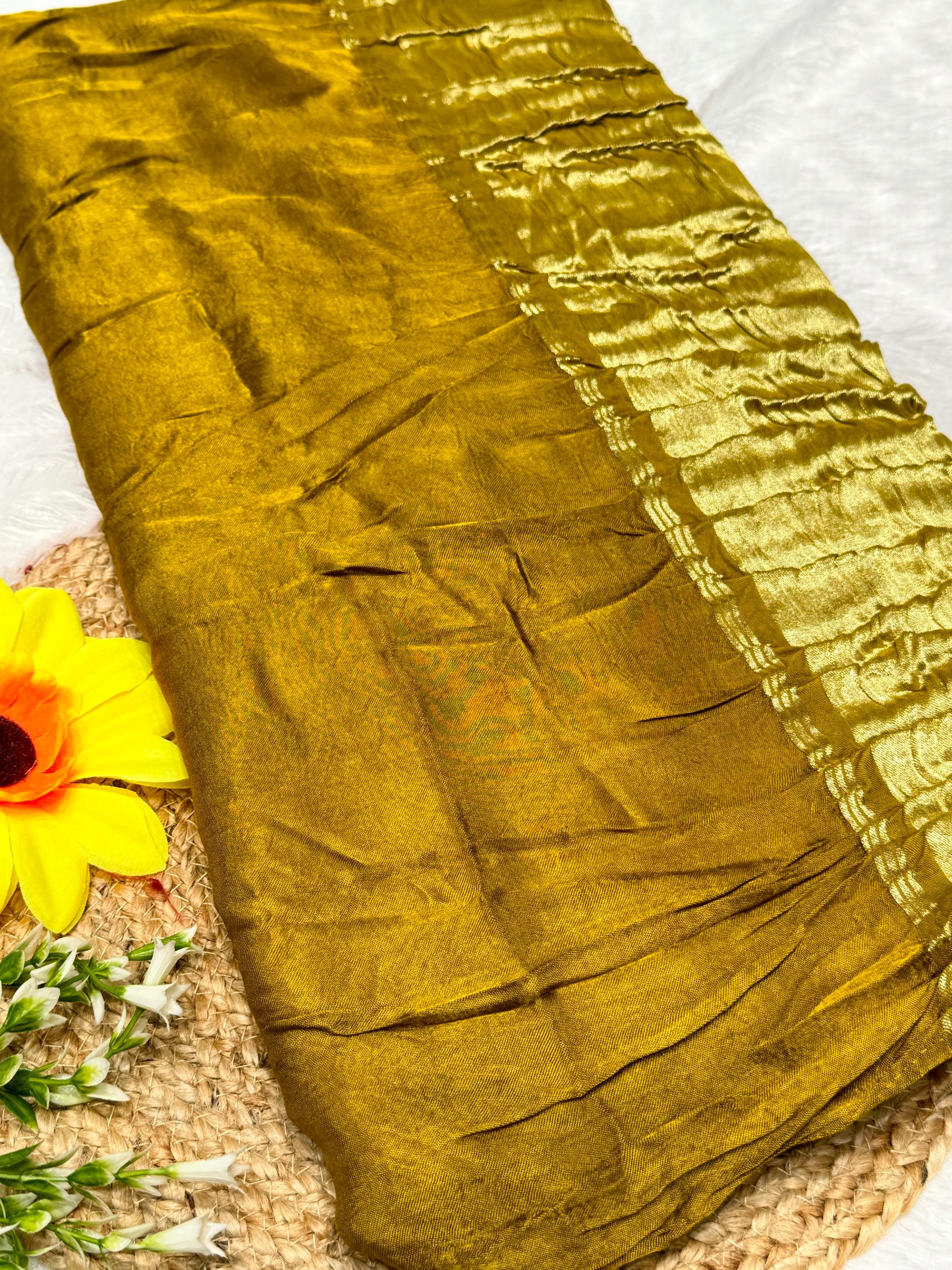 Pretty Plain Pure Modal Gajji Silk Saree With Zari Pallu Natural dyeing Saree-17