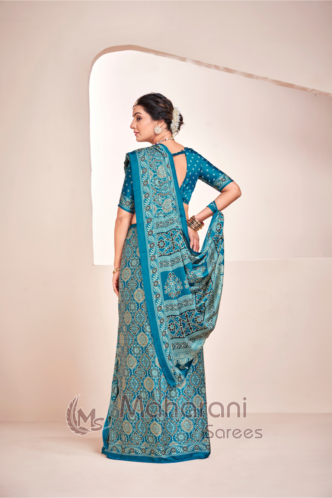 Rama Ajrakh Printed Soft Modal Silk Natural Print Saree P2-1
