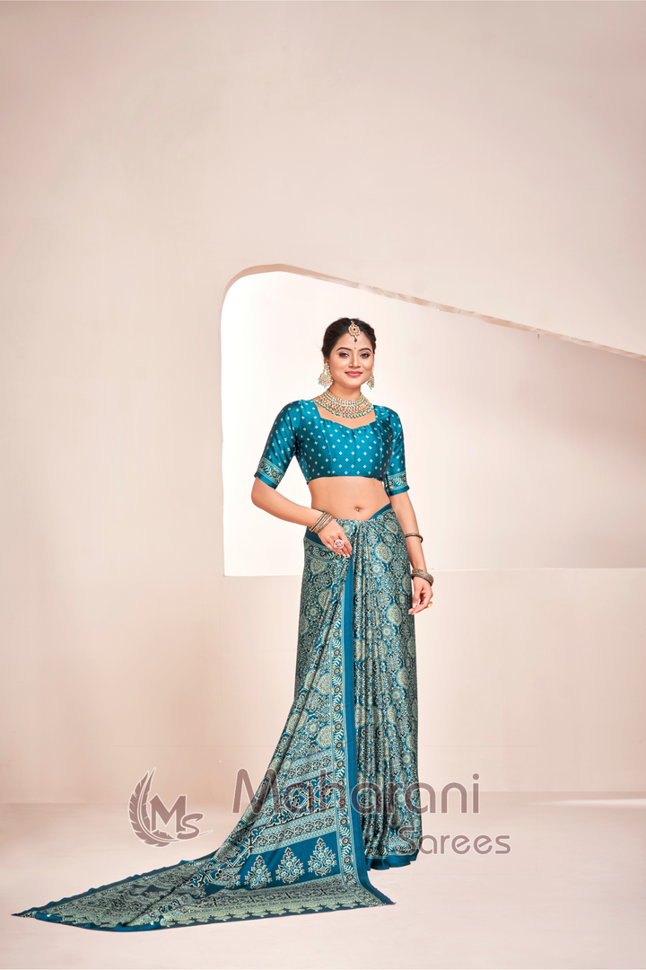 Rama Ajrakh Printed Soft Modal Silk Natural Print Saree P2-1