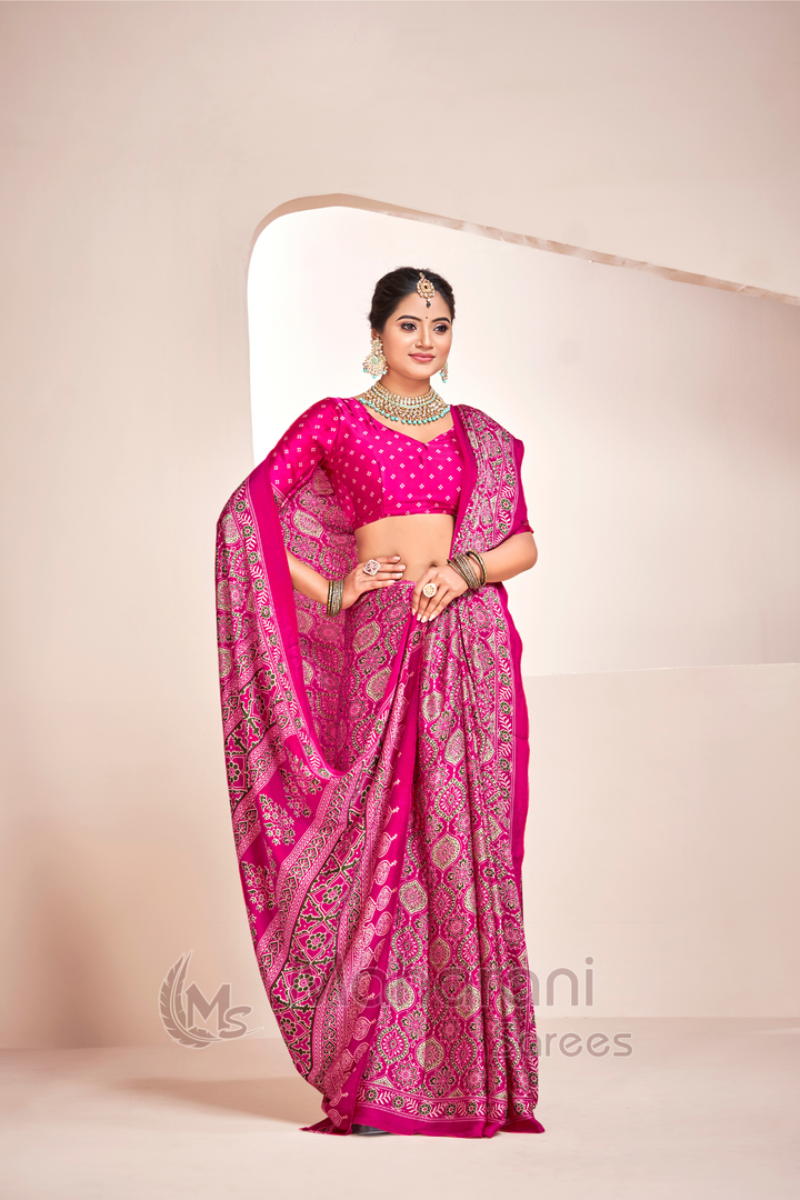 Rani Ajrakh Printed Soft Modal Silk Natural Print Saree P2-1