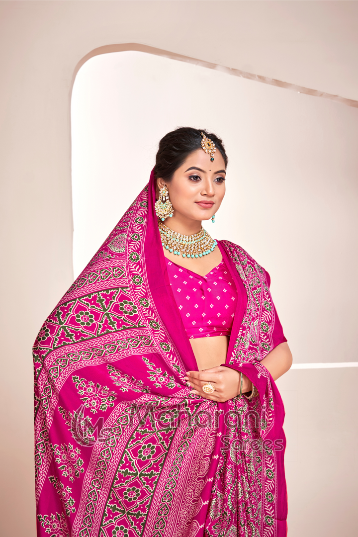 Rani Ajrakh Printed Soft Modal Silk Natural Print Saree P2-1