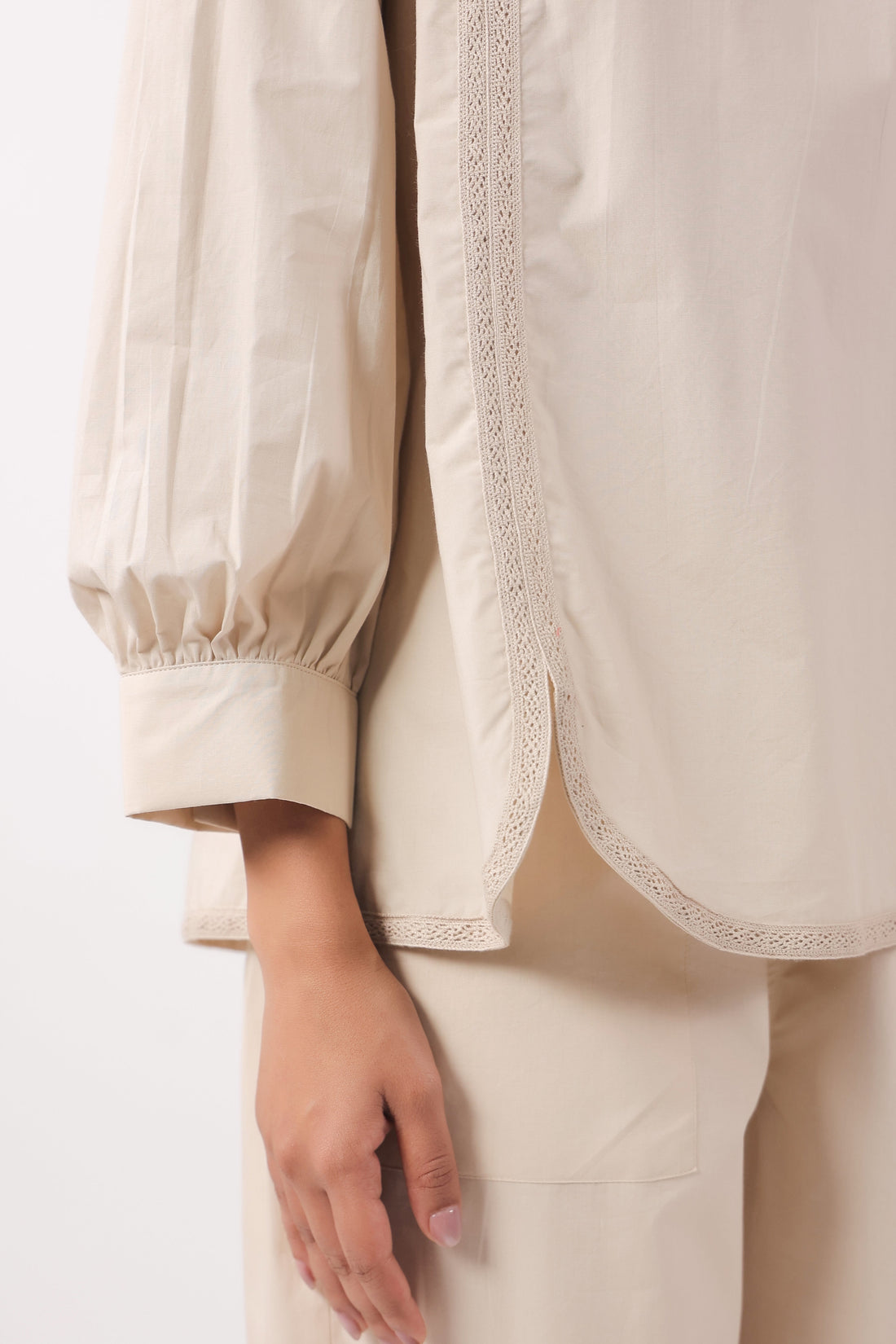 Women’s Beige Cotton Poplin Co-Ord Set