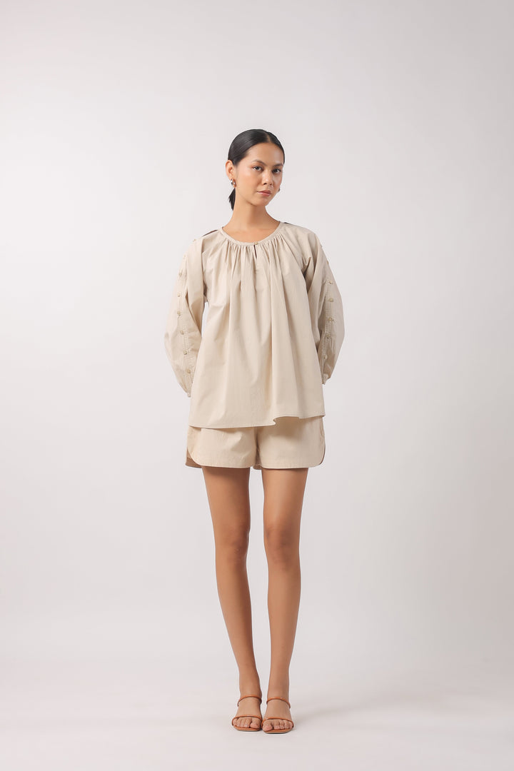 Women’s Beige Cotton Poplin Co-Ord Set