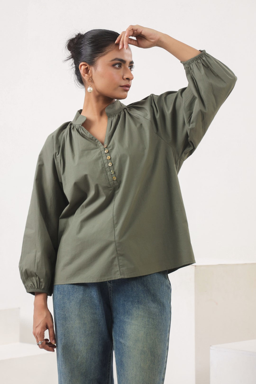 Women's green cotton top