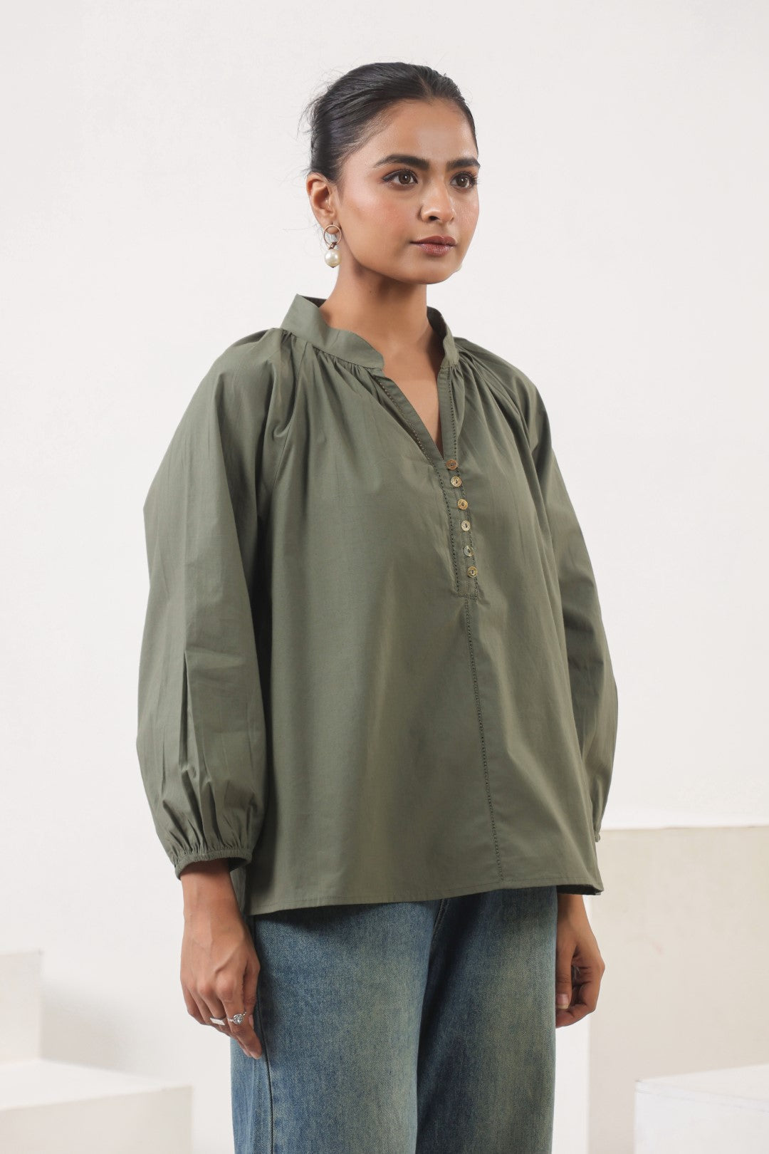 Women's green cotton top