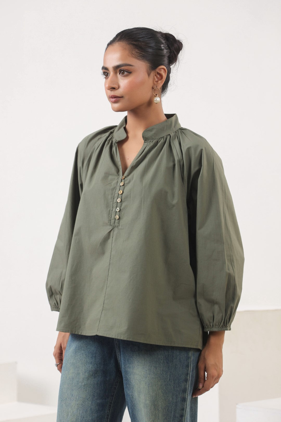 Women's green cotton top