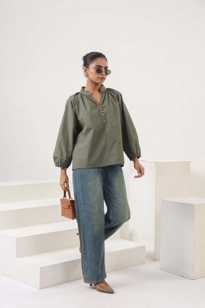 Women's green cotton top