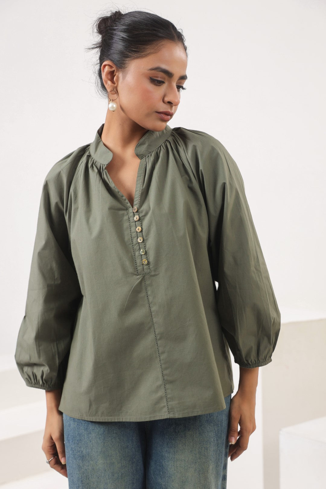 Women's green cotton top