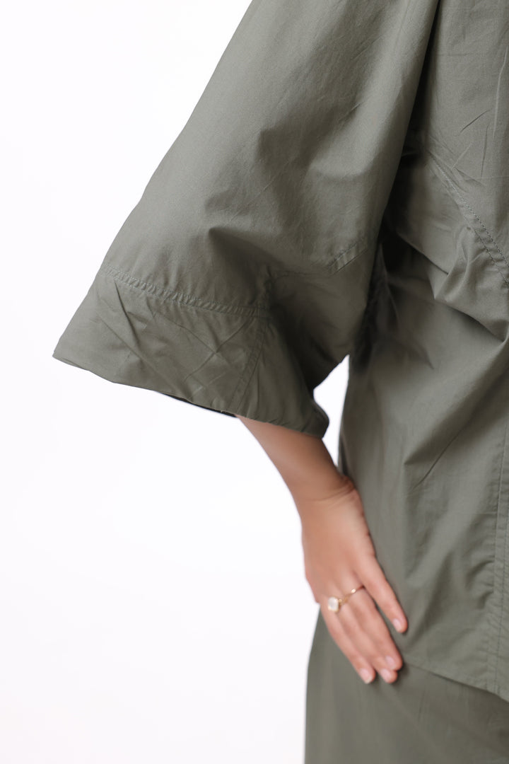 Women Green Solid Cotton Top & Pant Co-Ord Set