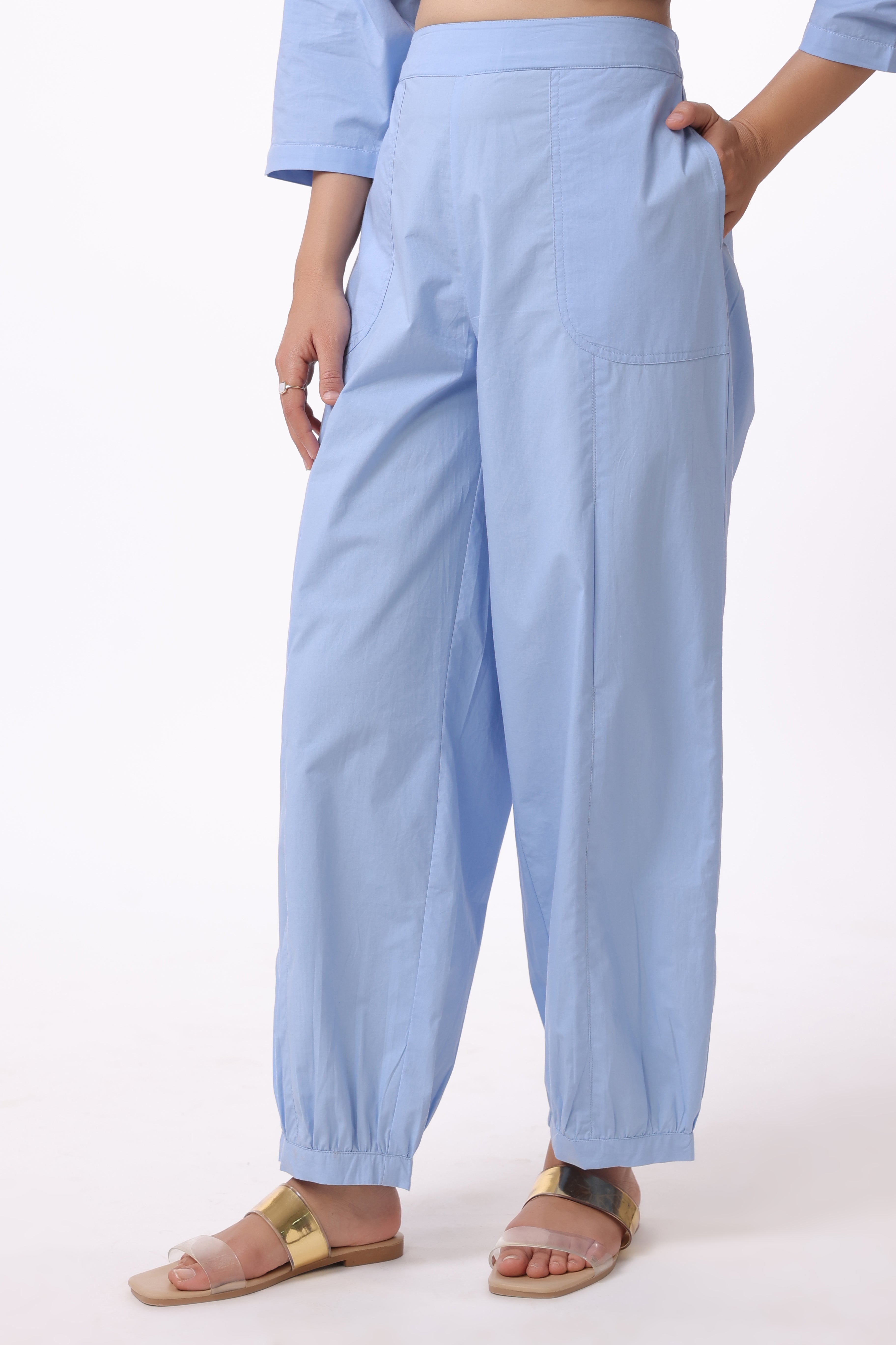 Women’s Blue Cotton Trouser
