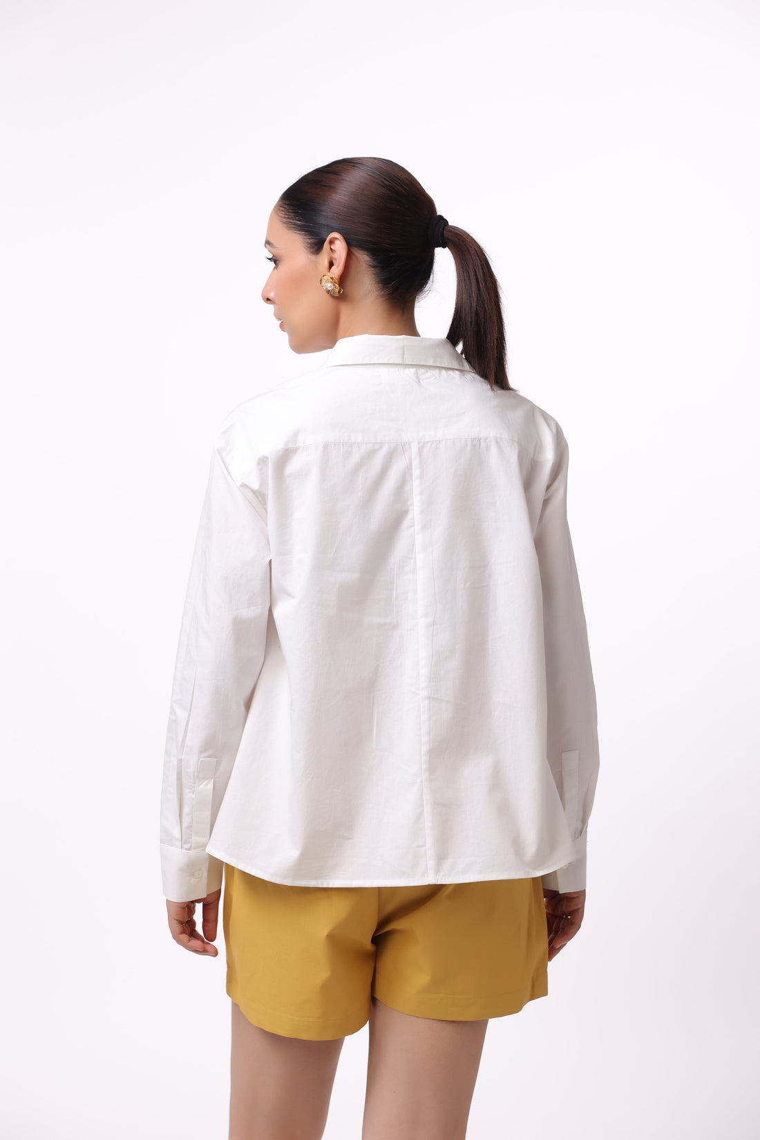 Women White Solid Cotton Top