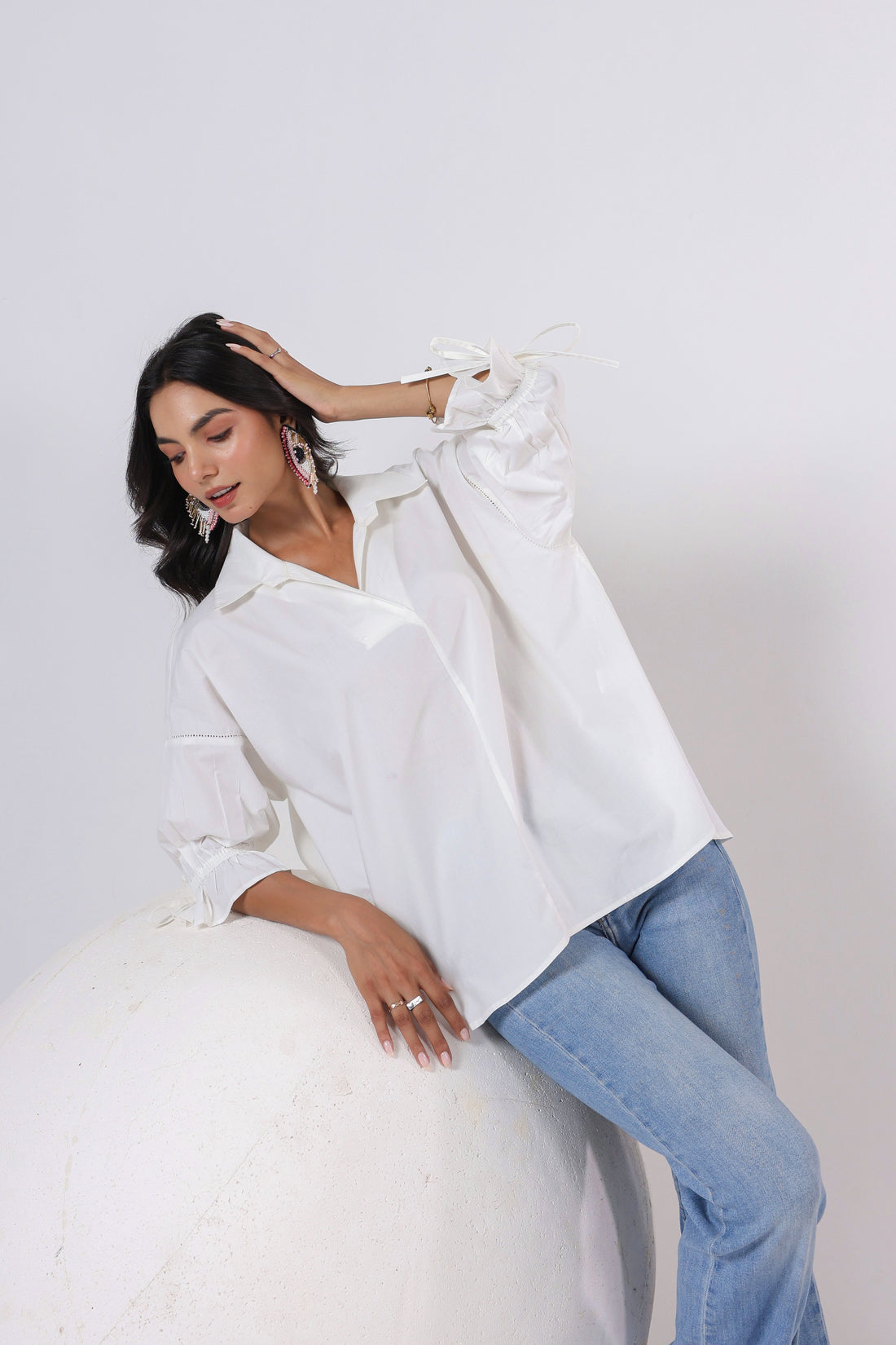 Women’s White Cotton Poplin Top