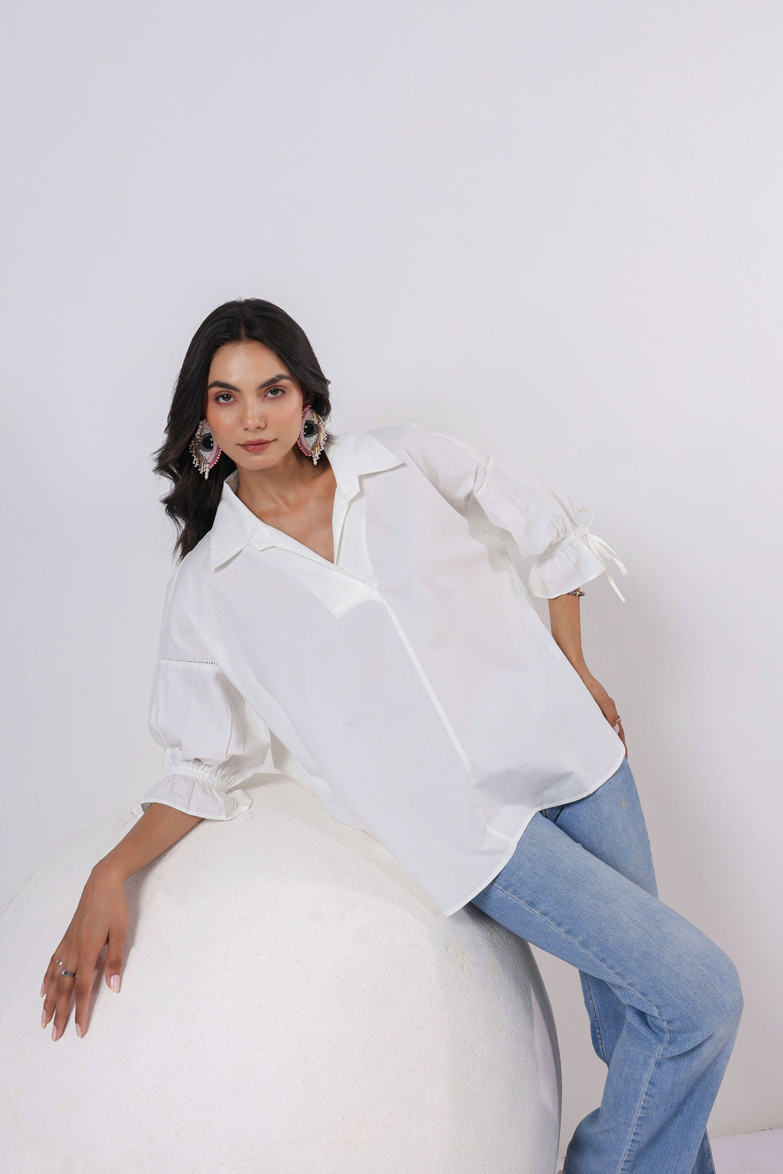 Women’s White Cotton Poplin Top