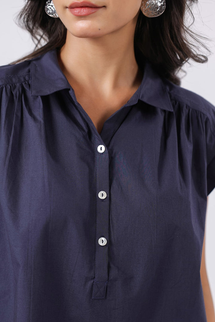 Women's navy cotton tops