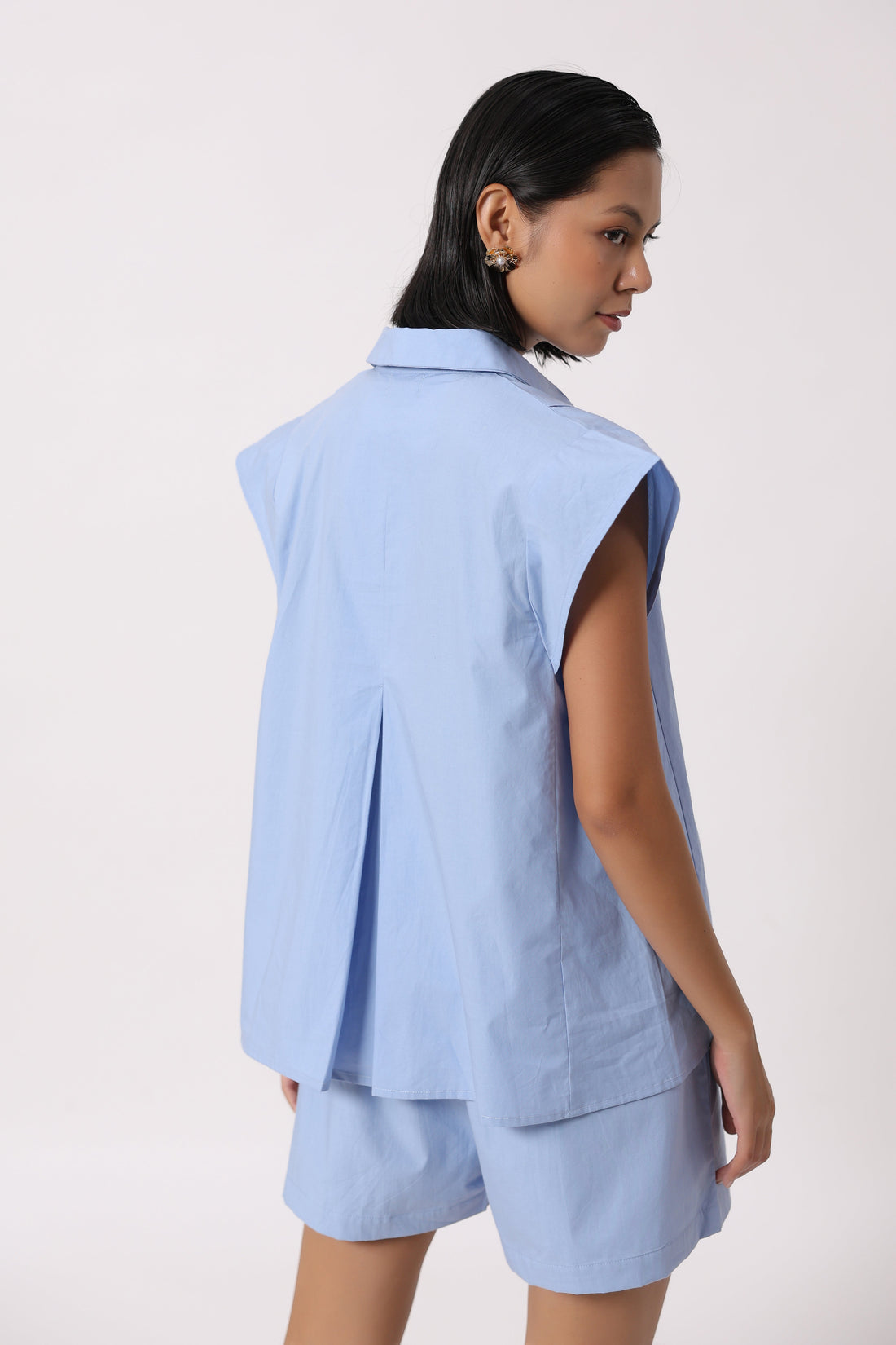 Women’s Blue Cotton Poplin Shorts