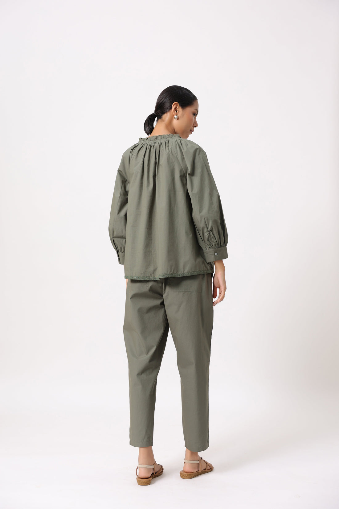 Women’s Olive Green Cotton Poplin Co-Ord Set