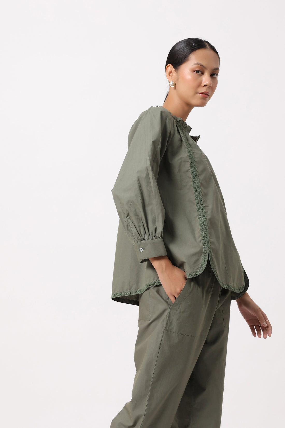 Women’s Olive Green Cotton Poplin Co-Ord Set