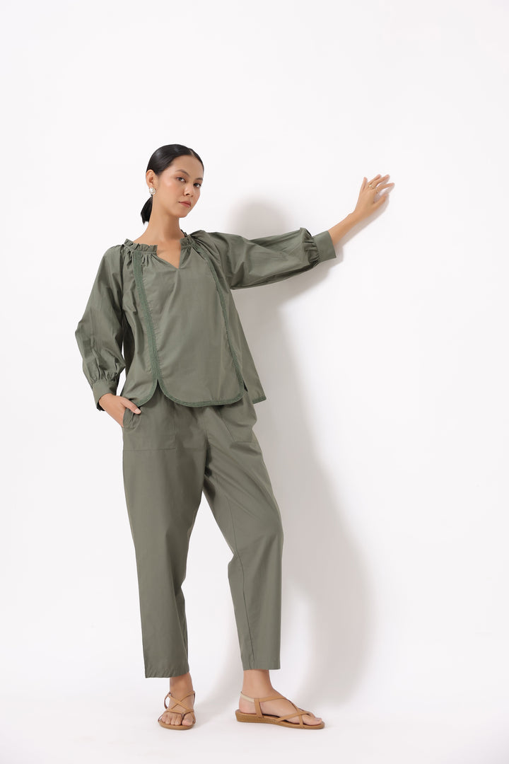 Women’s Olive Green Cotton Poplin Co-Ord Set