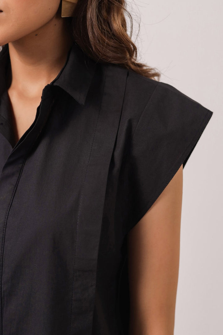 Women’s Black Cotton Poplin Top