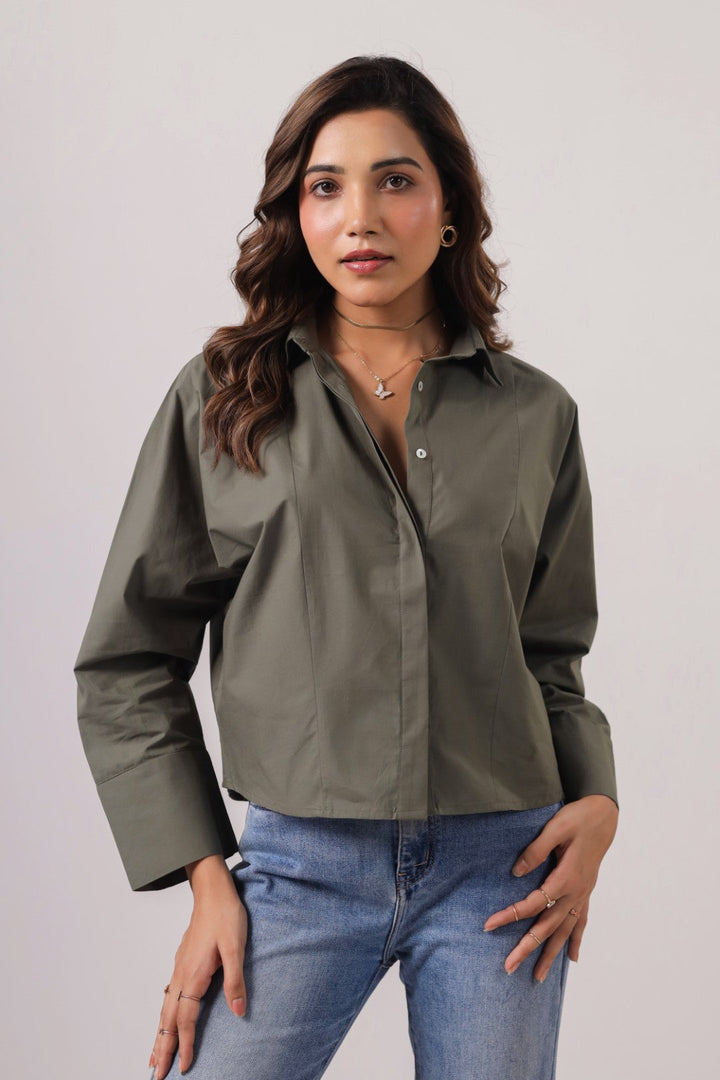 Women's Green Cotton Tops