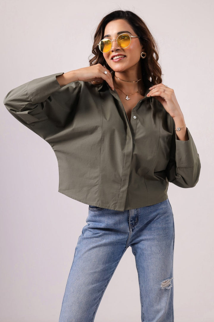 Women's Green Cotton Tops