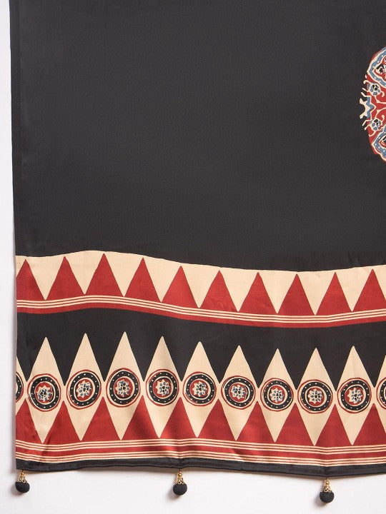 Ajrak Crepe Block Print Sarees 410
