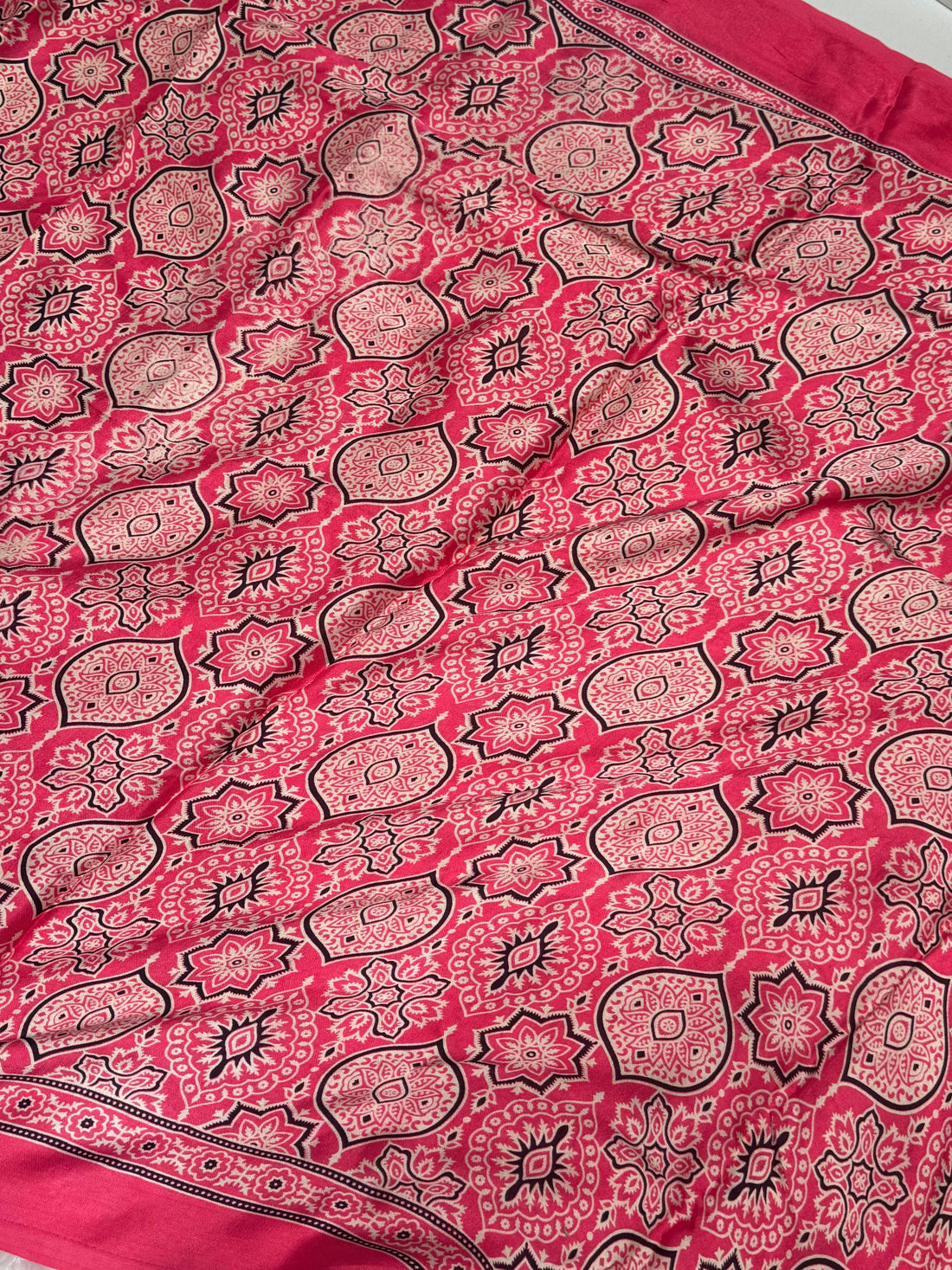 Pink Ajrakh Hand Block Modal Silk Saree With Fancy Ajrakh Pallu