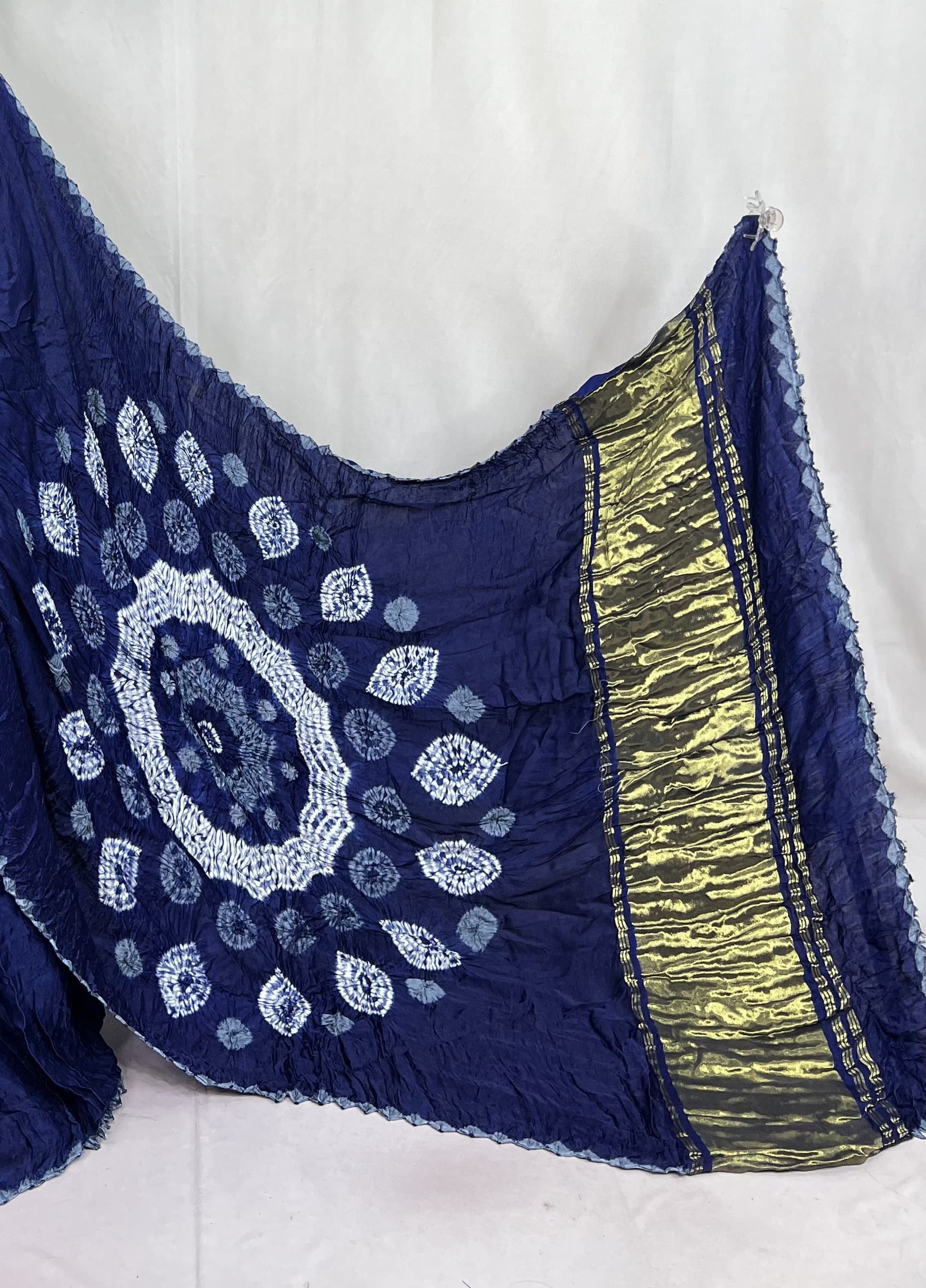 New Fancy Blue Shibori Bandhni Border Pure Modal Silk Plian Saree