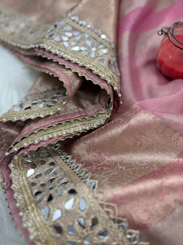 Banarasi Rajkumari Mirror Work Tissue Silk Saree
