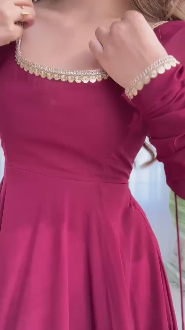 Elegant Maroon Anarkali Suit Set